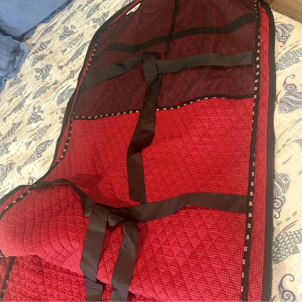 Vintage VERA BRADLEY Classic Black Quilted Travel Hanging Garment Bag Calico